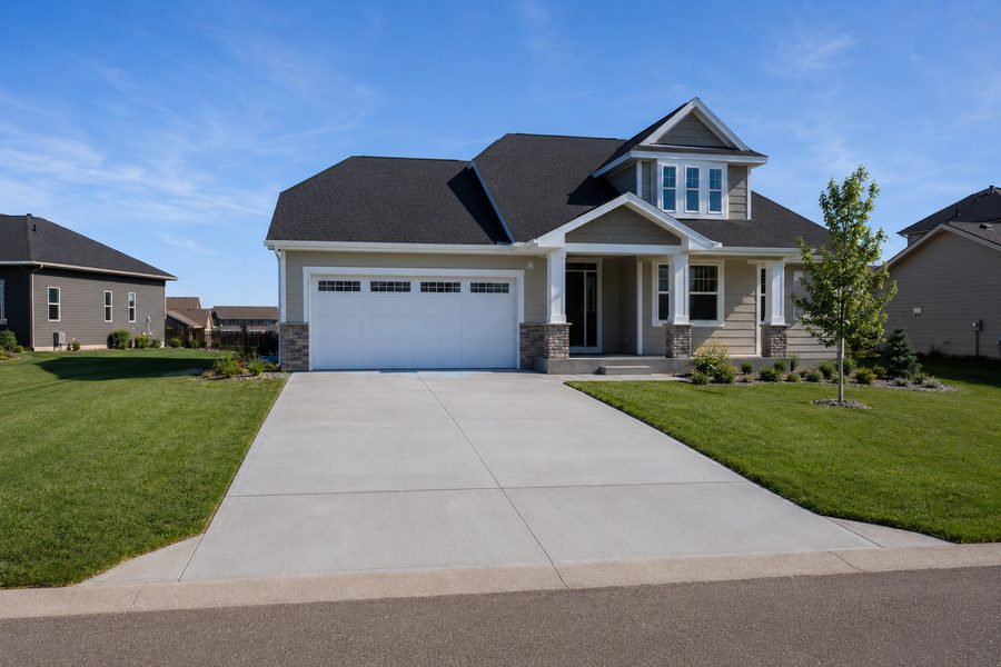 New broom-finish concrete driveway in Sioux Falls, SD