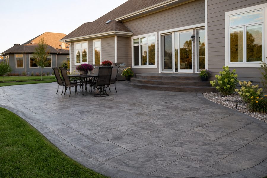 Ashlar slate stamped concrete patio in Sioux Falls, SD