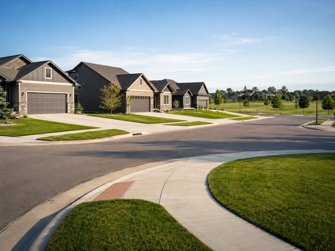 New concrete driveways, sidewalks and curb work in a growing Sioux Falls metro neighborhood